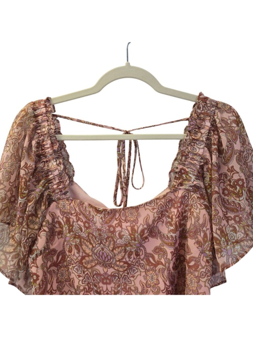 NWT Lucy Paris Paisley Print Square Neck Boho Blouse Size Medium - Picture 5 of 6